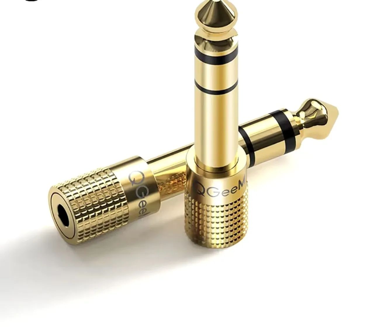 Adaptador P2 para P10 - Conector de Áudio Dourado - p/ Fone De Retorno- Stereo - Áudio 