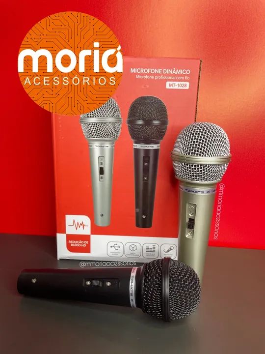 Microfones Duplo Profissional Mt-1028 Dinâmico P10 Cor Preto e cinza - Foto 5