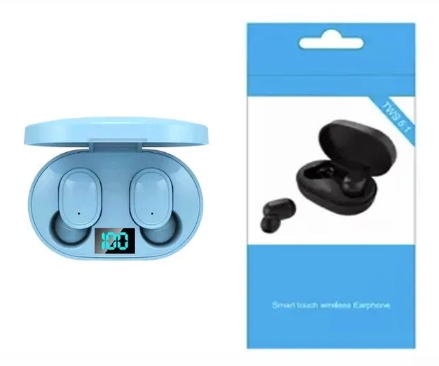 Fone De Ouvido Sem Fio E6s Bluetooth 5.1 Case 380mah Azul - Foto 3