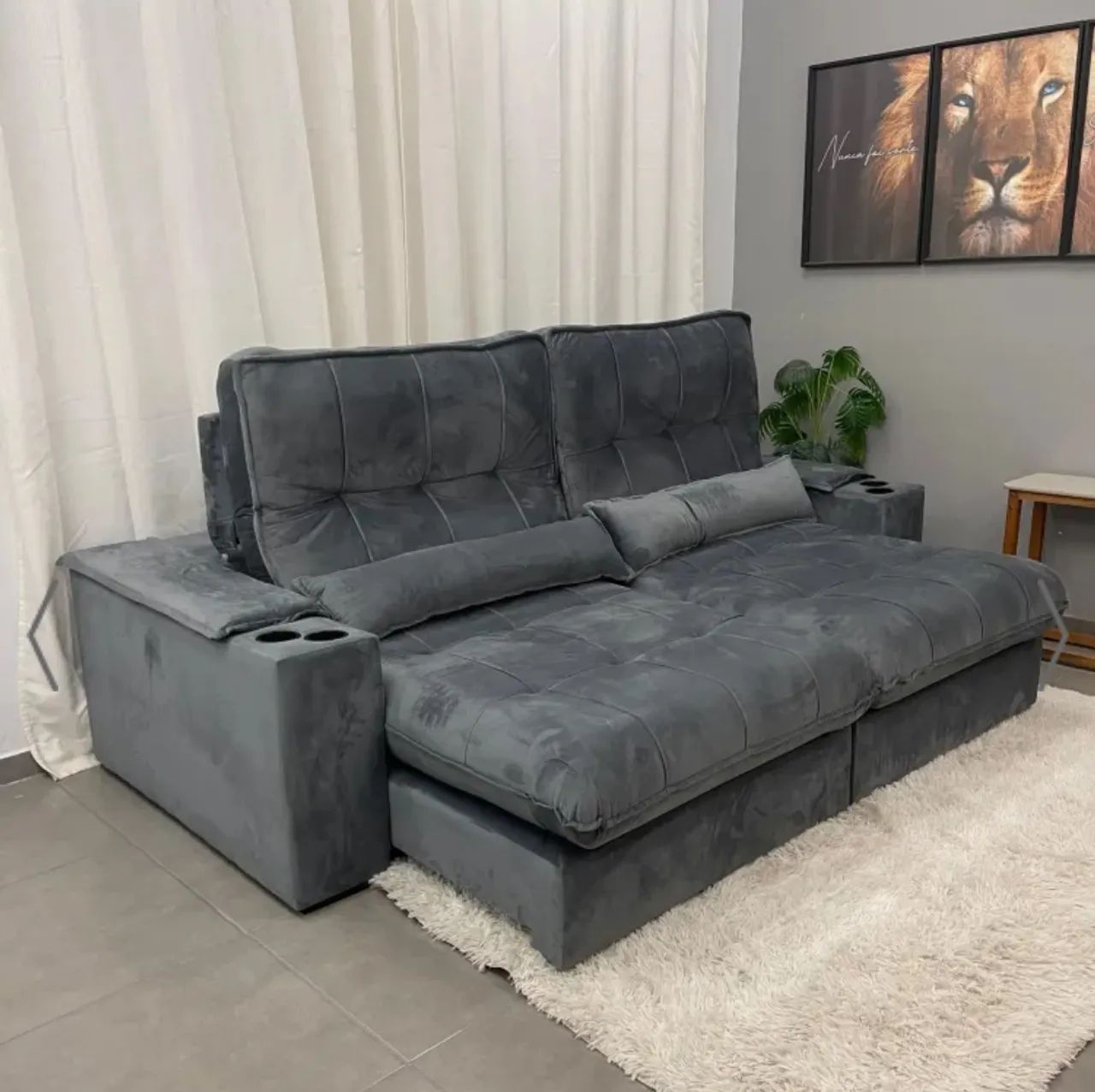 Sofá Retrátil e Reclinável Viena 2,50m Molas Ensacadas p75 - Foto 2