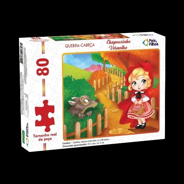 Quebra-Cabeça Chapeuzinho Vermelho Pais e Filhos - 80 peças