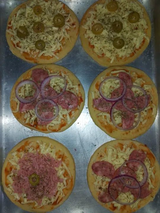 Mini pizzas, pizzas brotinho, pizzas 30 cm pré assadas congeladas 