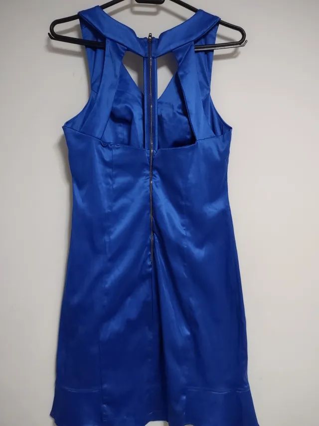vestido azul cetim novo - Foto 4