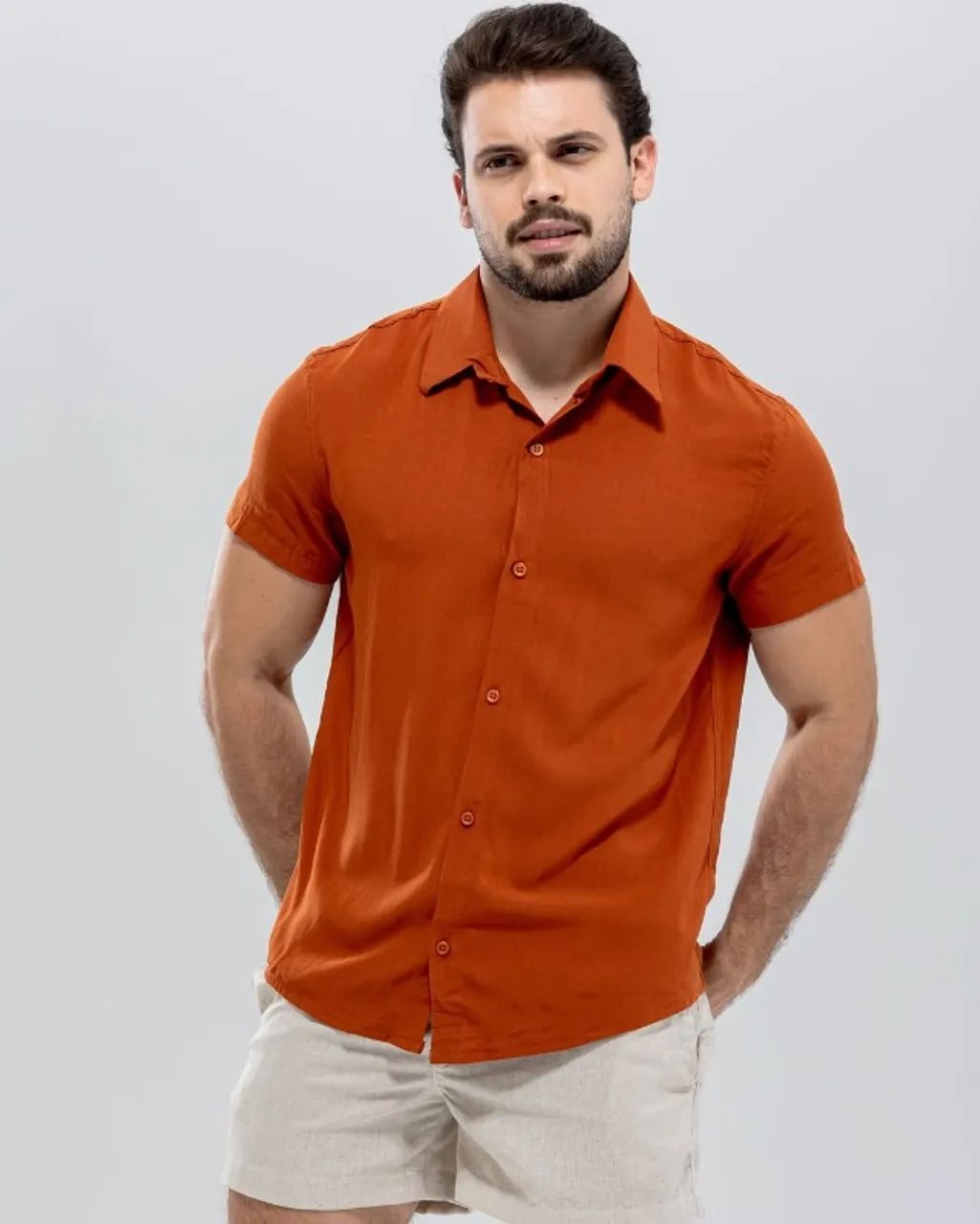 Camisa de Linho Manga Curta