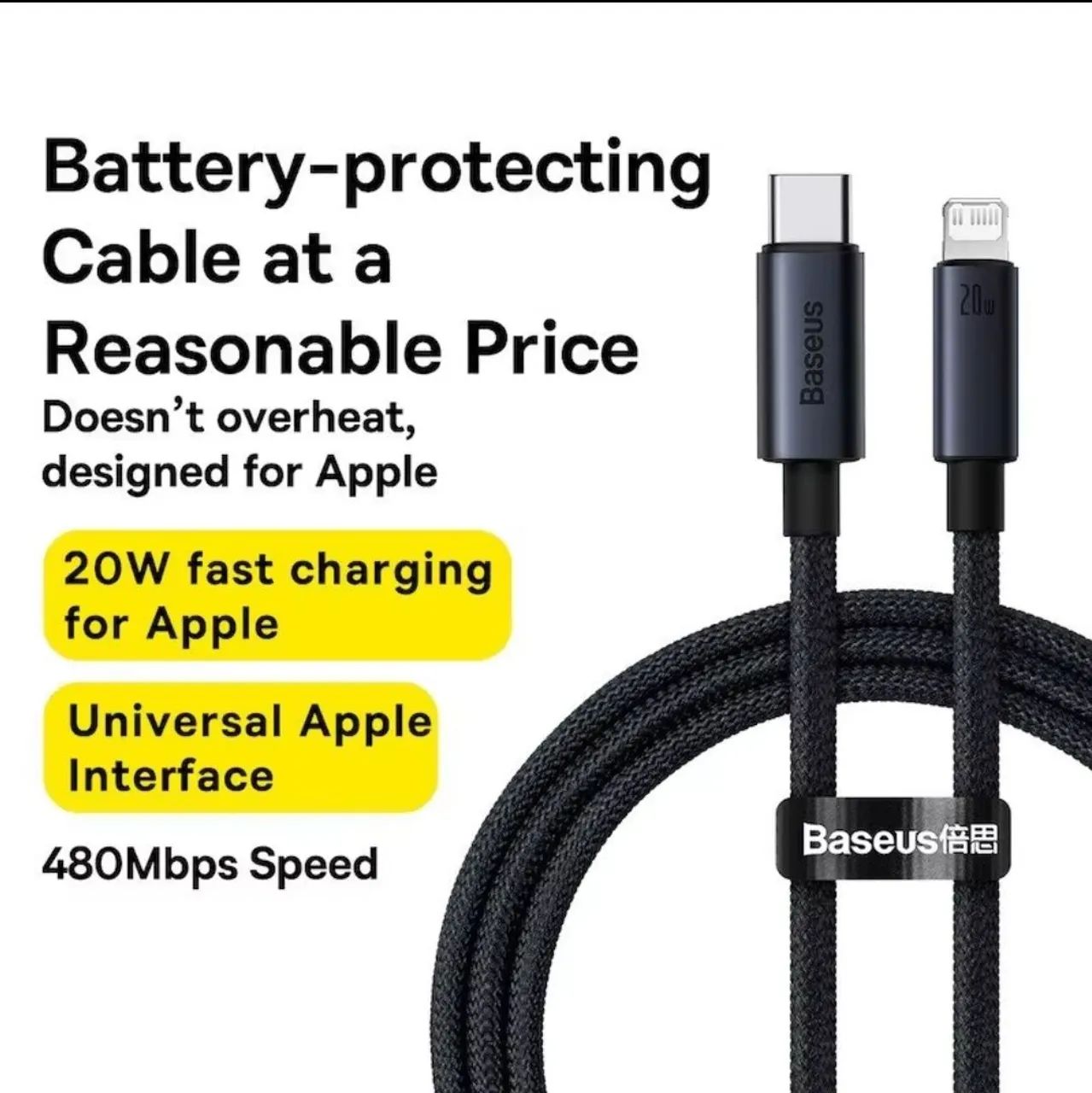 Cabo 20W Baseus para Iphone Tipo-C Lightning Reforçado Turbo  - Foto 3