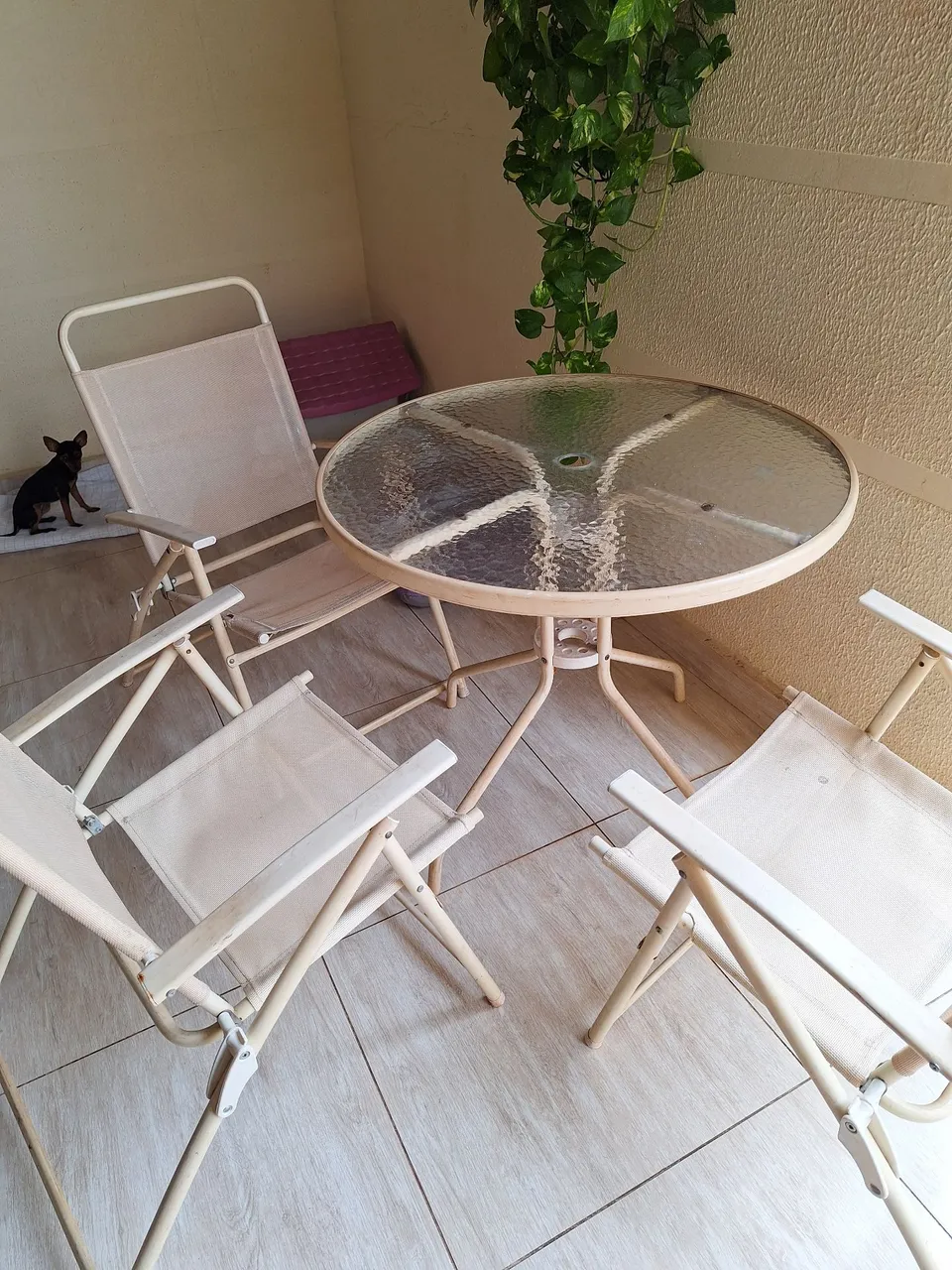 Mesa de Jardim com Tampo de Vidro