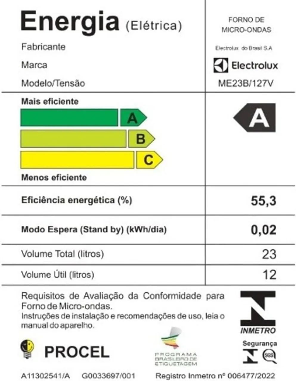 Micro-ondas Electrolux 23L Branco Efficient com Descongelamento Assistido (ME23B) 220V - Foto 5