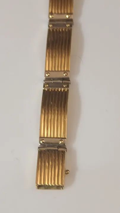 Pulseira de Ouro modelo retangular com divisão ouro branco 