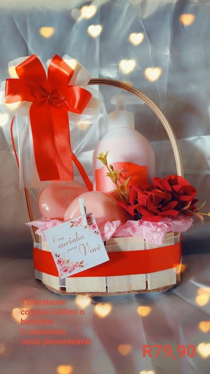 Cesta presenteável com produtos de beleza