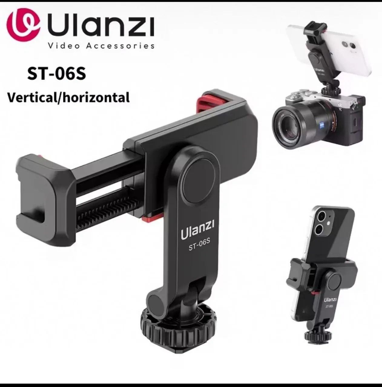 Suporte Celular Ulanzi ST 06S Vertical Horizontal Cold Shoe Tripé 1 4