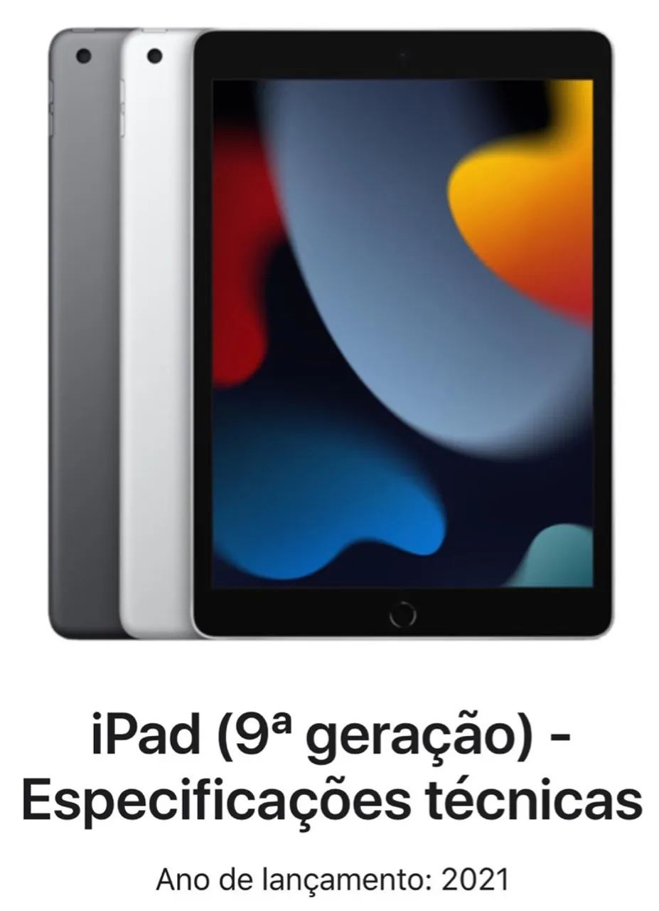 Apple iPad 9a Geração 10.2  Wi-fi 256gb - Cinza-espacial (Usado)