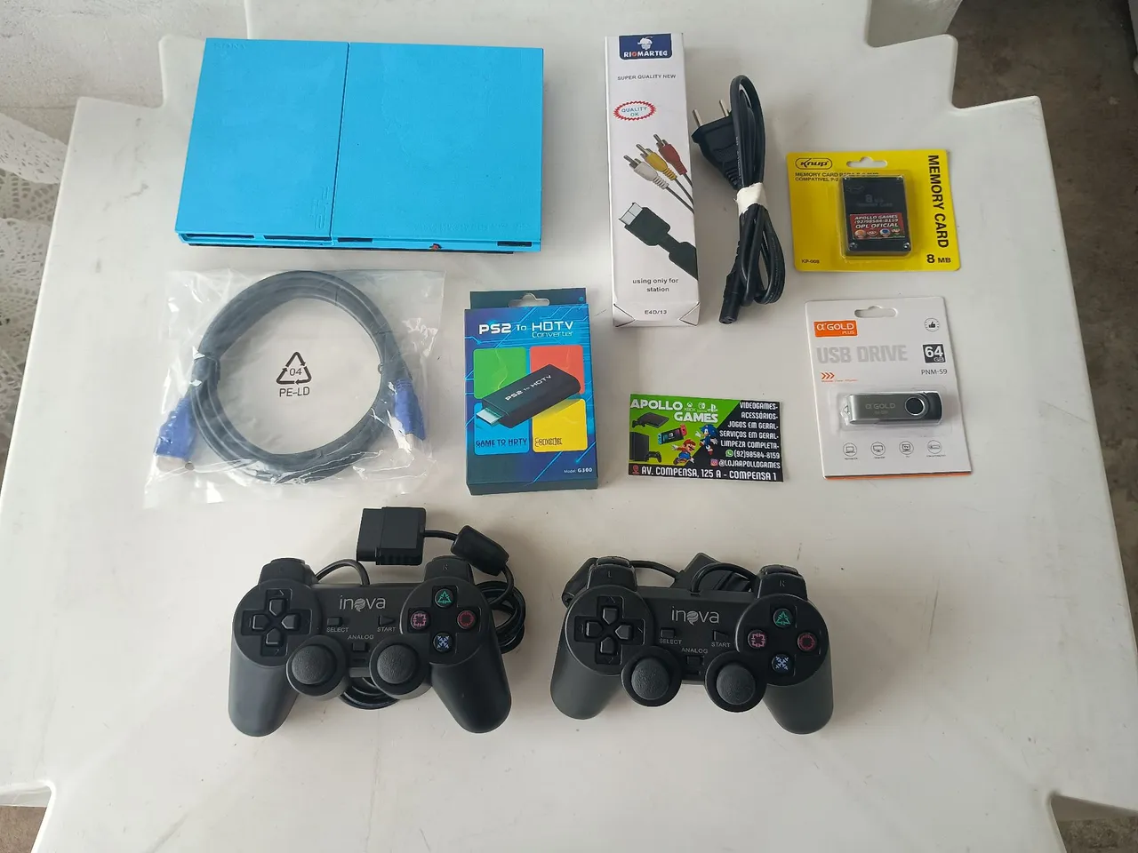 Ps2 completo azul 2 controles e jogos