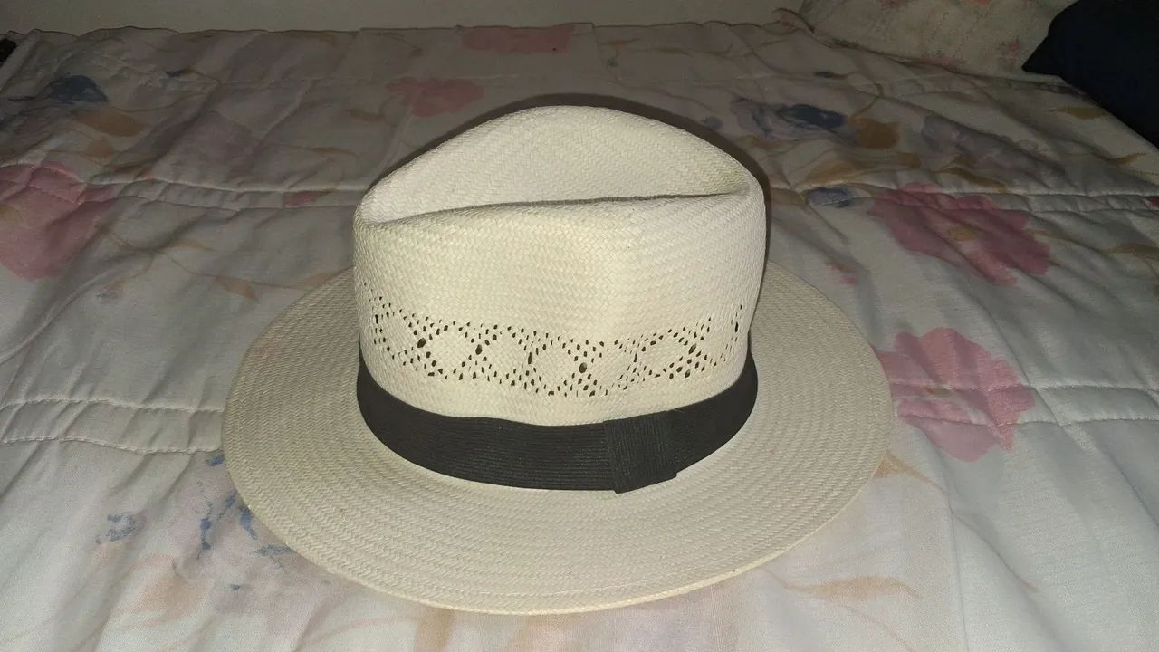 Chapéu Panamá Bege com faixa preta - Foto 2