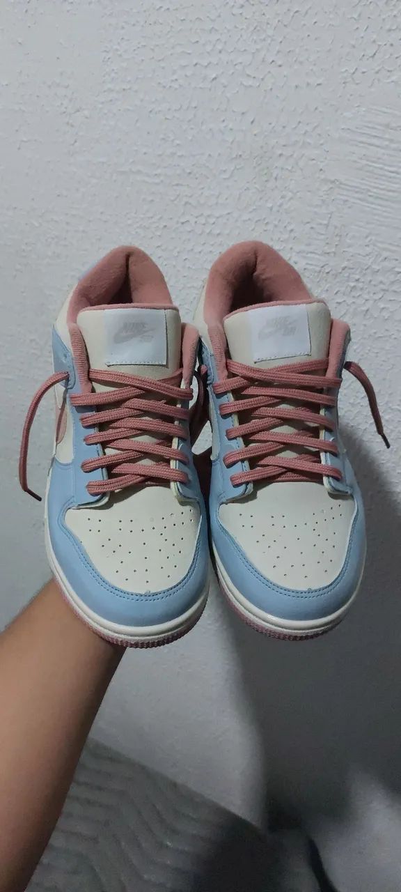 Nike Dunk Low Azul Bebê e Rosa  - Foto 5