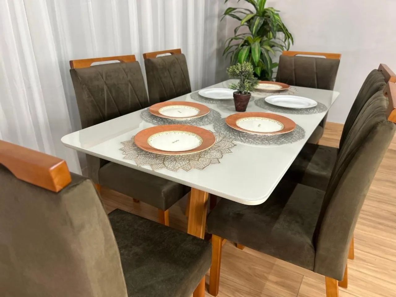 Mesa de Jantar Bali 1.60×0.80 Com 6 Cadeiras l87 - Foto 2