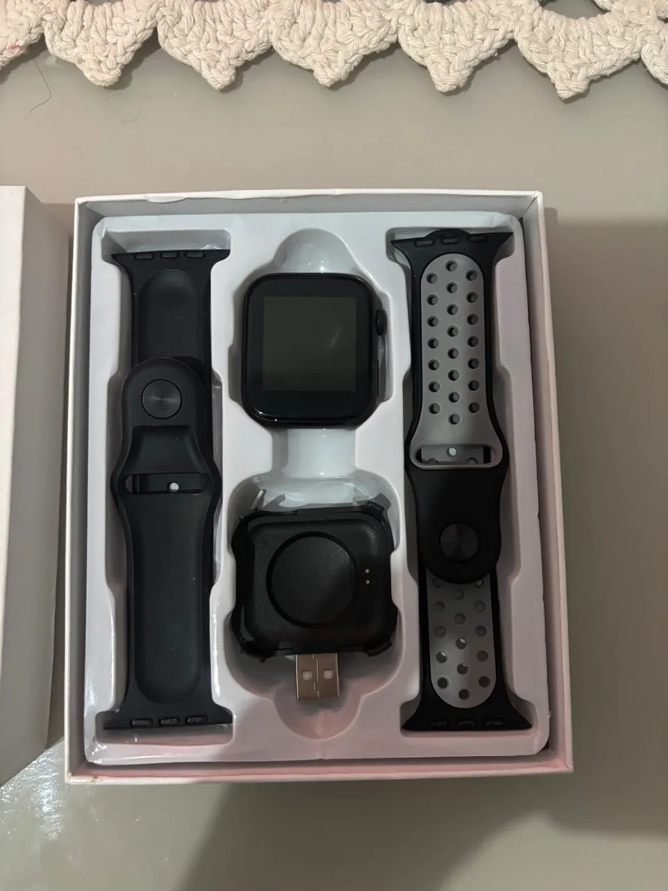 Kit Smartwatch Relógio Inteligente Pulseiras Carregador