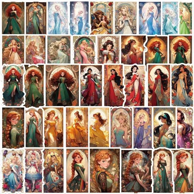Kit 50 Adesivos de Princesas da Disney - Autocolantes Pcs Peças Unidades