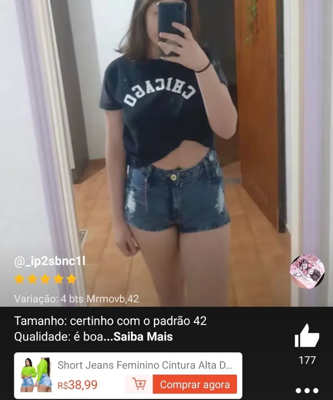 Short Jeans Feminino Cintura Alta - Novo - Foto 2