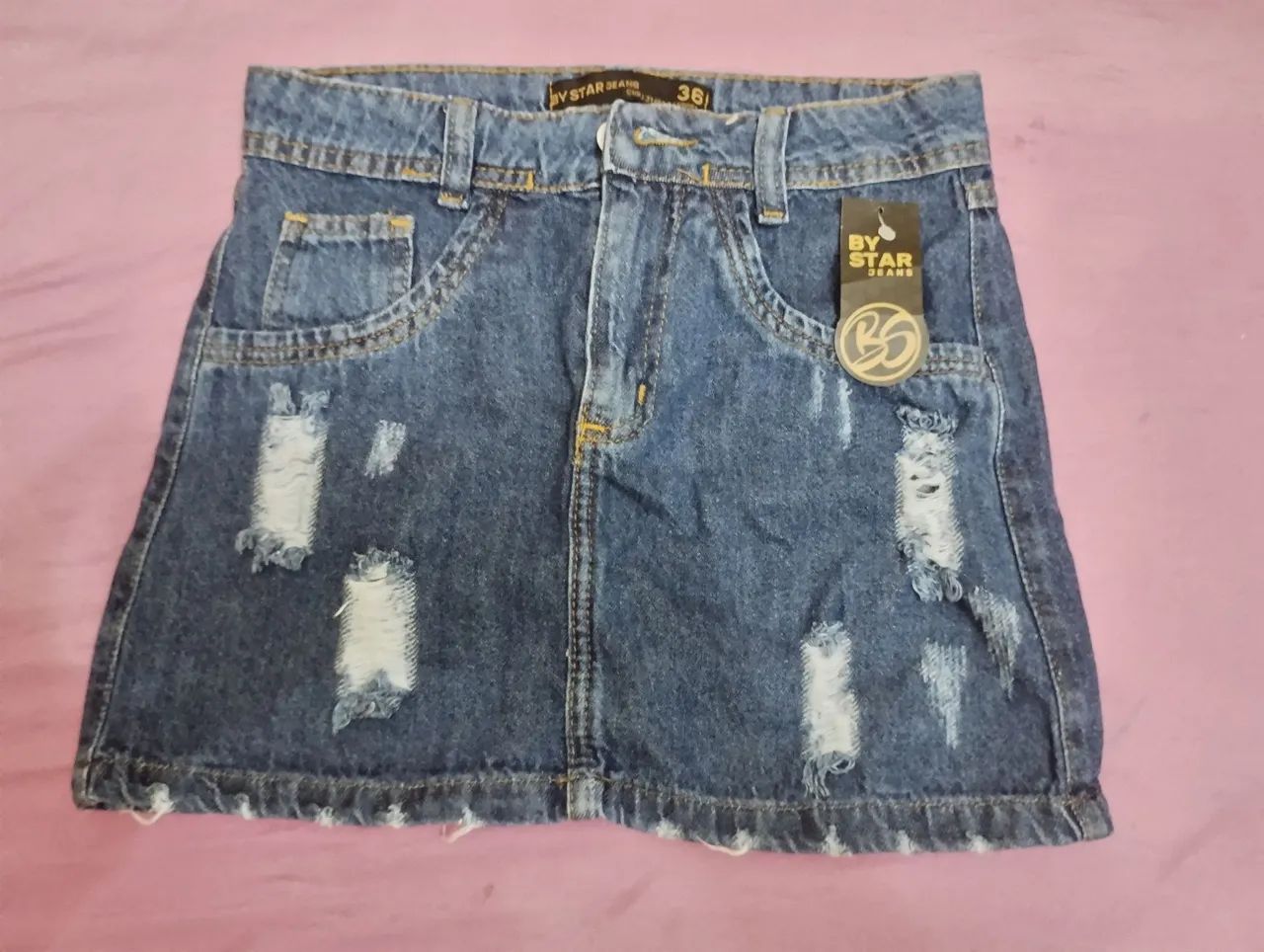 Saia Jeans Destroyed BY STAR - Tamanho 36 - Foto 3