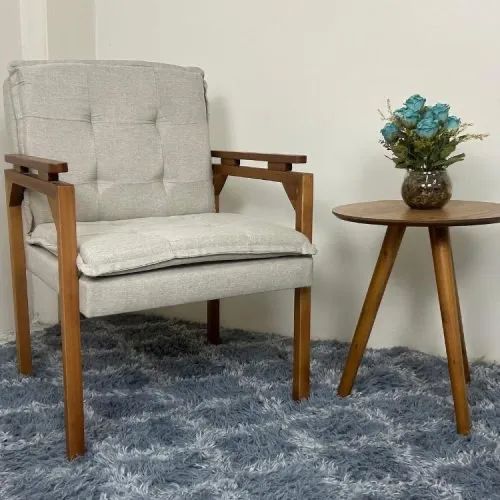 Poltrona Decorativa Princess em Linho Base em Madeira l64 - Foto 3