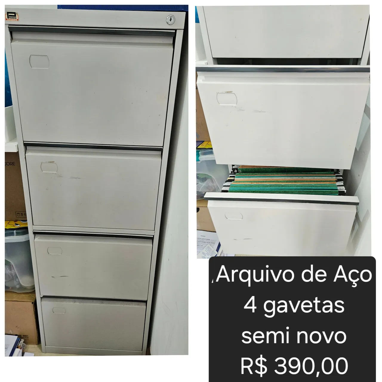 Arquivo de aço 4 gavetas semi novo