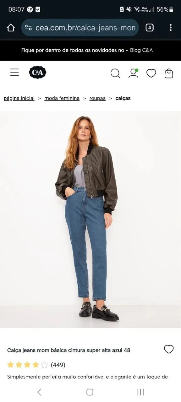Calça Jeans Mom C&A tam.40 NOVA