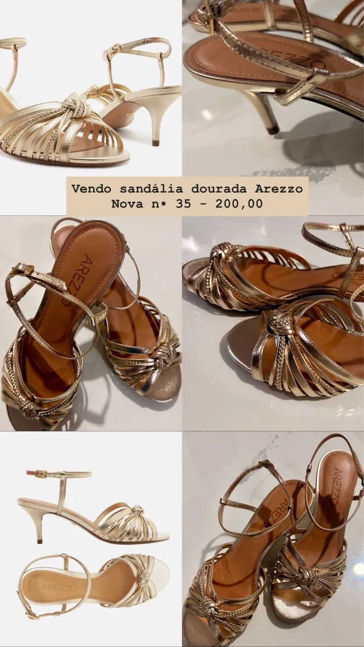 Sandália dourada Arezzo Nova - Foto 3