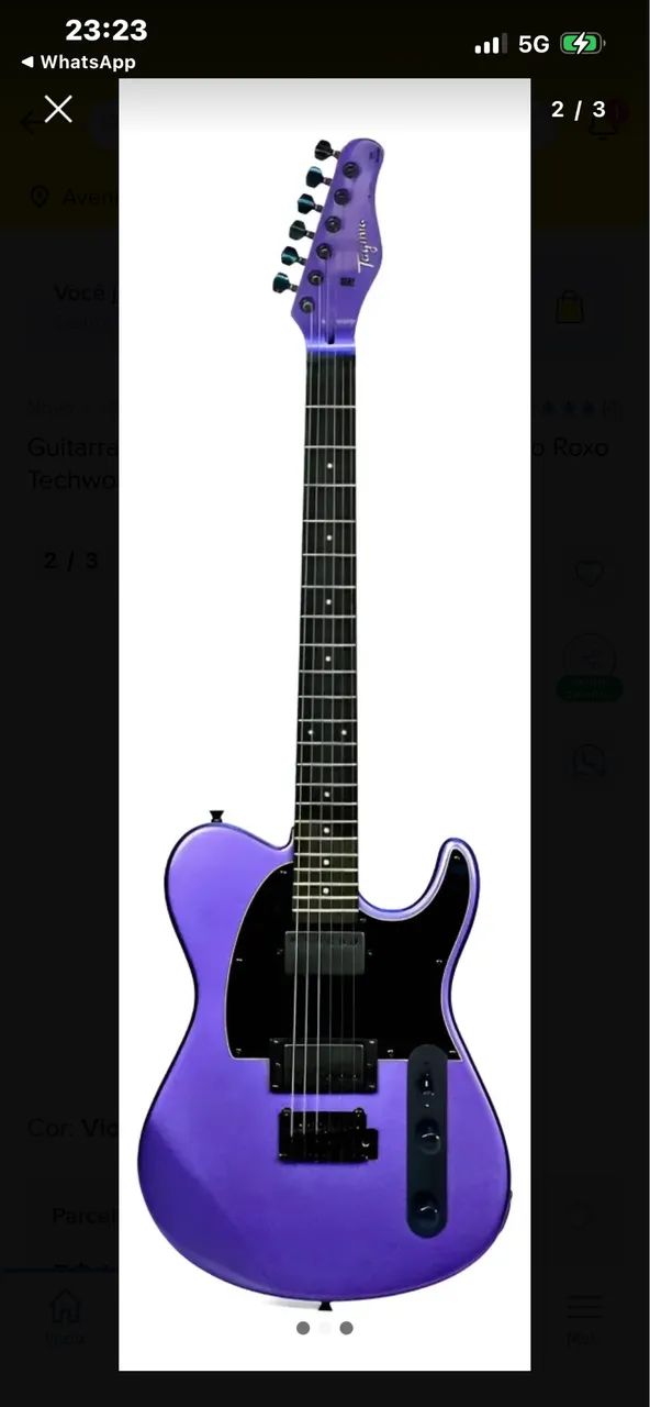 Guitarra, nova - roxa  - Foto 2