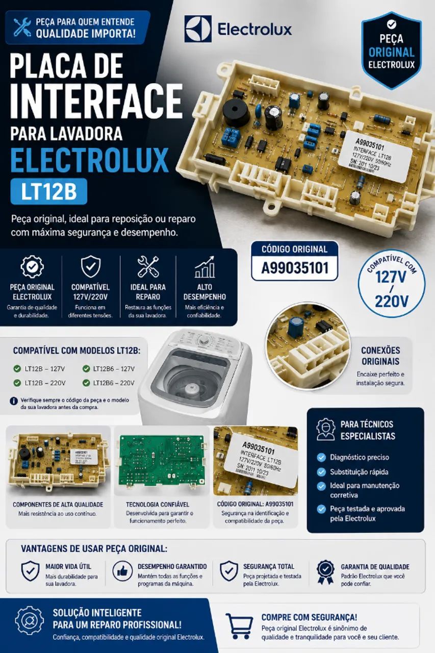 Placa Potência Electrolux LT12B A * Original - Nova