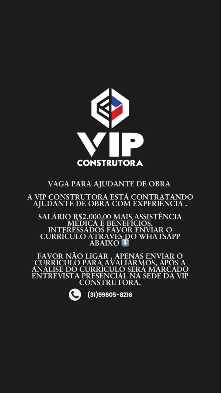 Vaga Ajudante de Obra  - Foto 2
