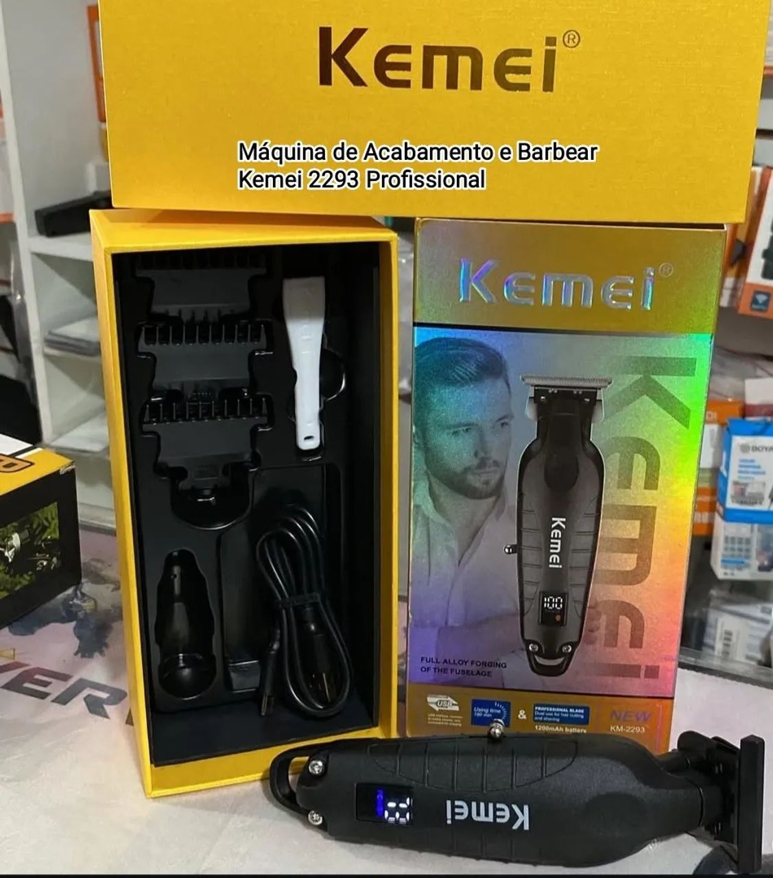 Máquina de Acabamento e Barbear Kemei 2293 Profissional Nova Lacrada Sem Uso  - Foto 2