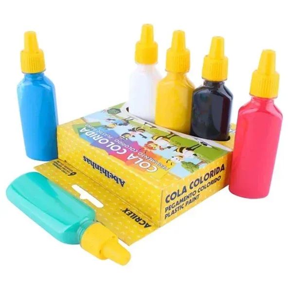 Cola Colorida Acrilex 23g   Kit com 6 Cores Sortidas Material Escolar  Papelaria - Foto 2