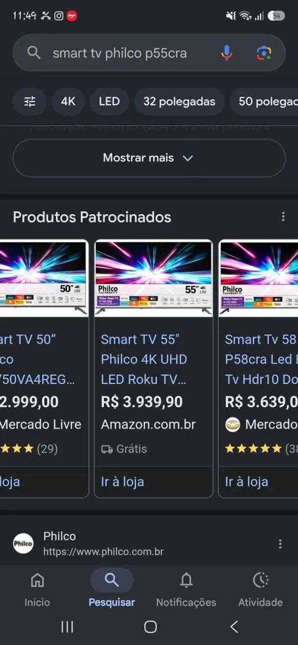 TV 55 Polegadas 4K  - Foto 3