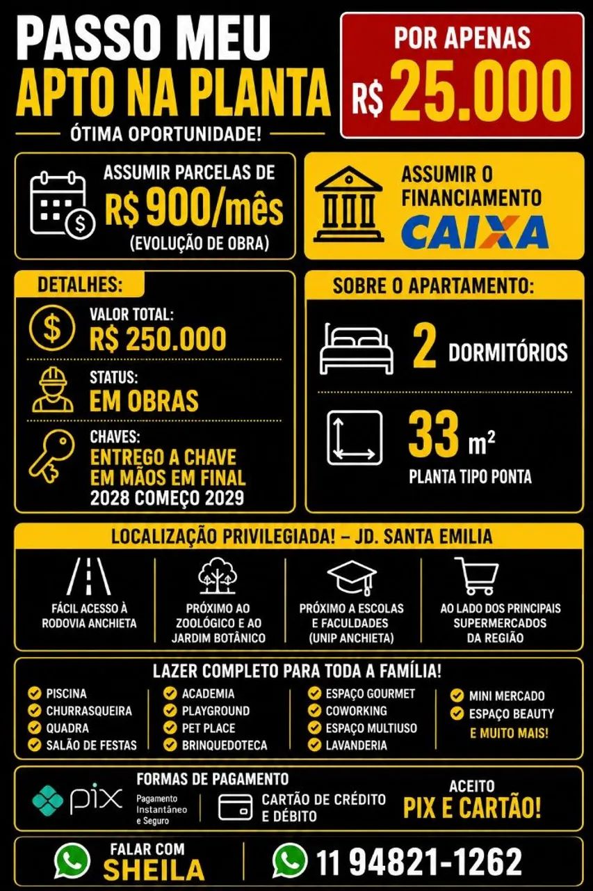 Vendo apartamento na planta 