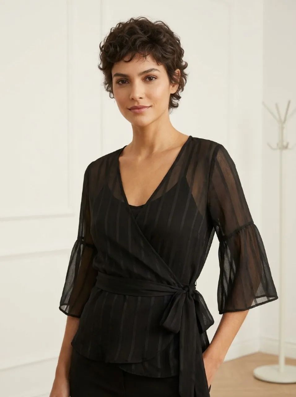 blusa transparente tipo kimono