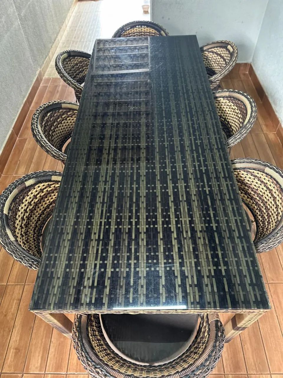  Mesa 8 Lugares com Cadeiras Giratórias Fibra Sintética Área Gourmet - Foto 3