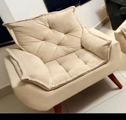Kit Namoradeira + 2 Poltrona Suede Bege  - Foto 2