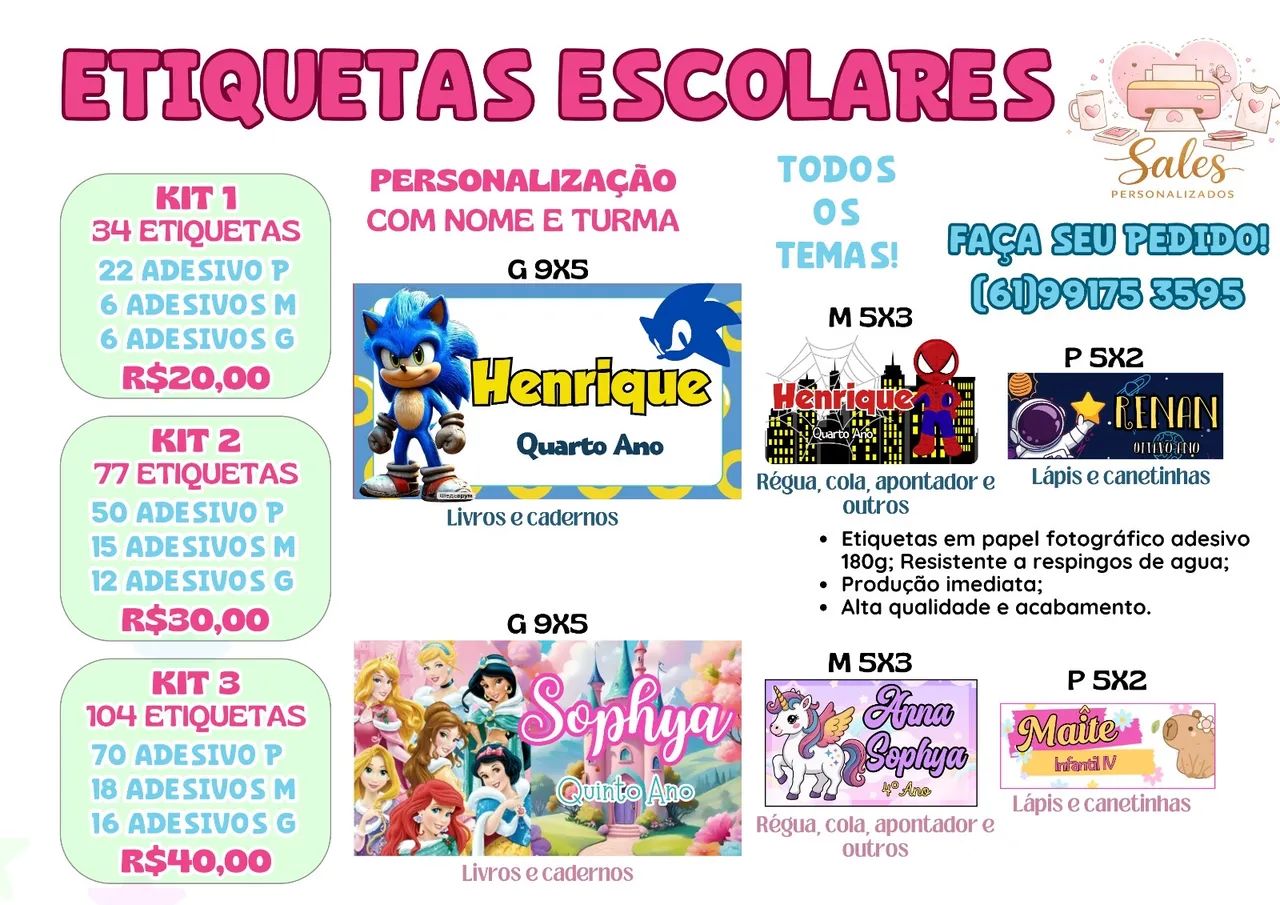 Entrega rápida! Etiqueta escolar personalizada!