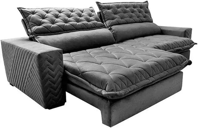 Sofá Retrátil e Reclinável 2,95m Molas Ensacadas Cama inBox Spazus com Bordado 3D Velusoft - Foto 5