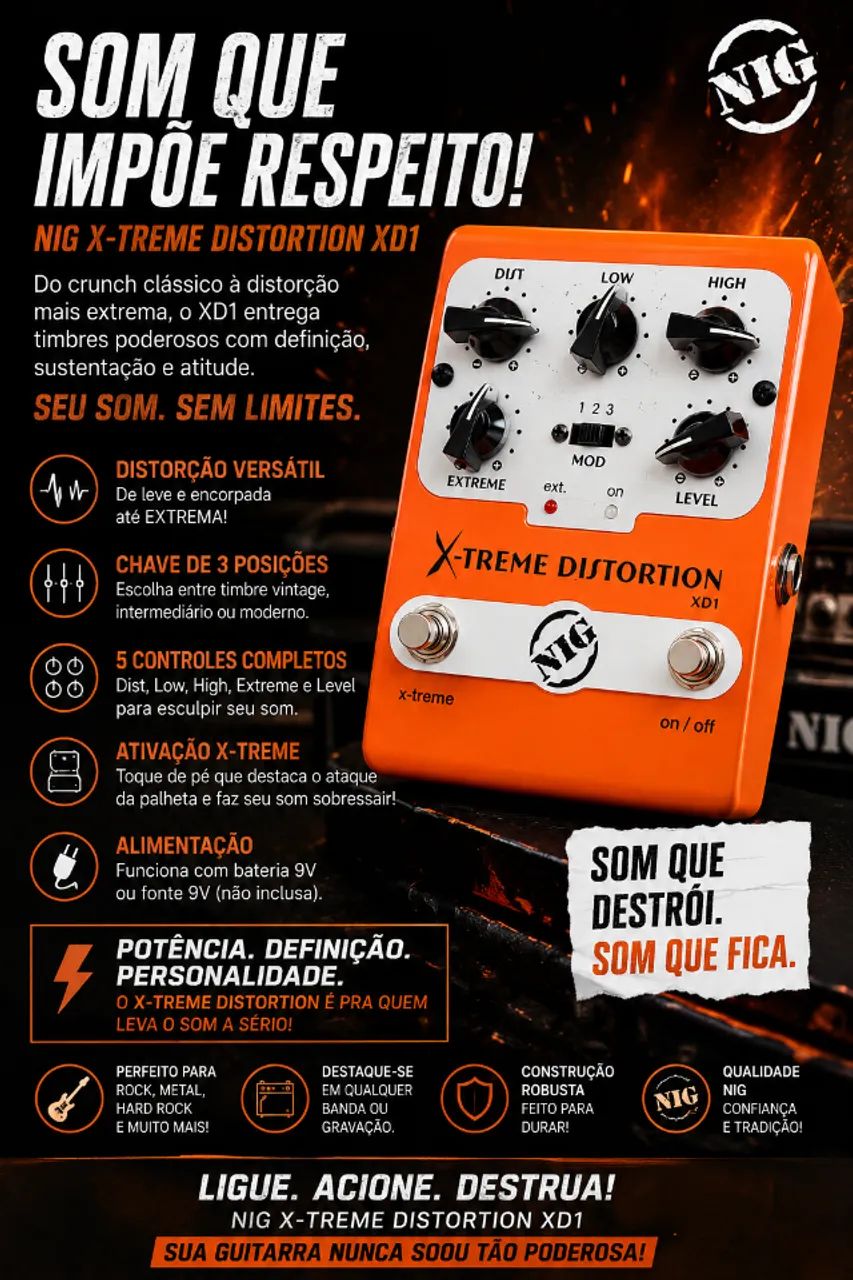 Pedal Nig X-Treme Distortion - Instrumentos musicais - Lagoa Nova