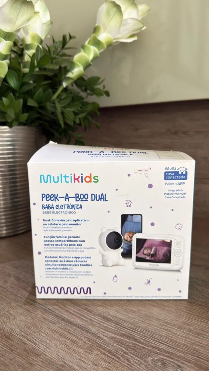 Babá Eletrônica Multikids Peek-A-Boo Dual com Monitor + App - Foto 3