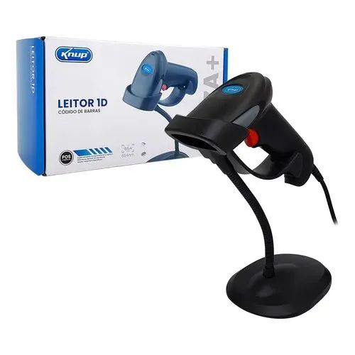 Leitor De Cod De Barras Com Suporte Knup Kp-1017a+ Cor Preto  - Foto 2