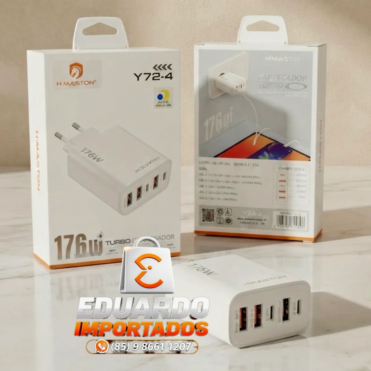 176w Fonte, Cabeça de Carregador 3 USB 2 TIPO-C USB-C Ultra Rápido 