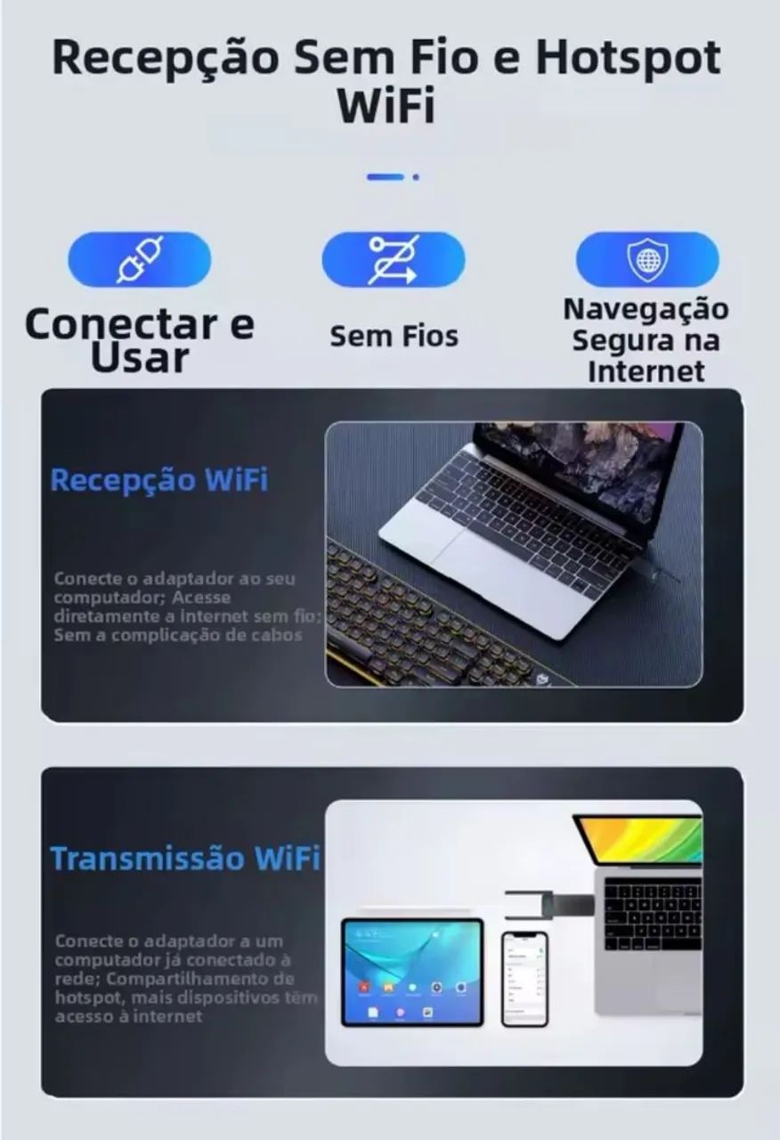 Adaptador Wi-Fi e Bluetooth dual band - Foto 5