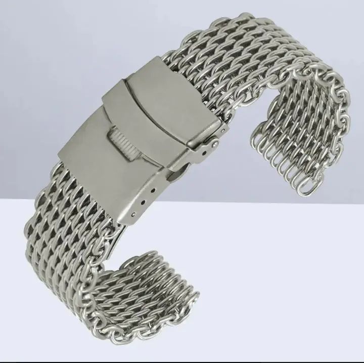Pulseira de relógio Shark Mesh em aço inoxidável 22mm.