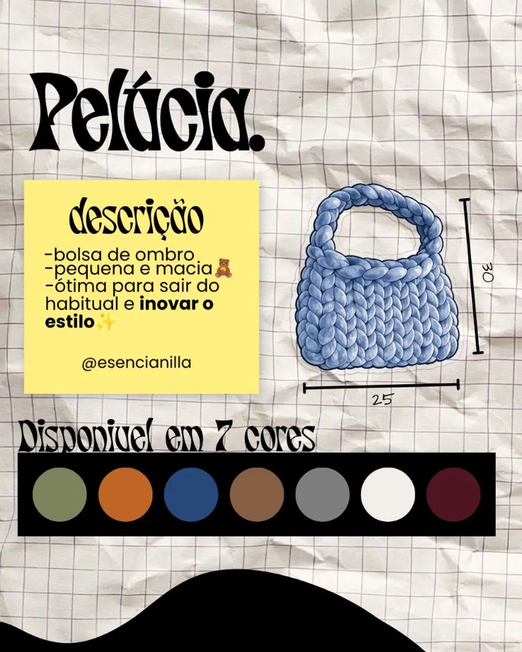 Pelúcia Bolsa de Crochê - Foto 3