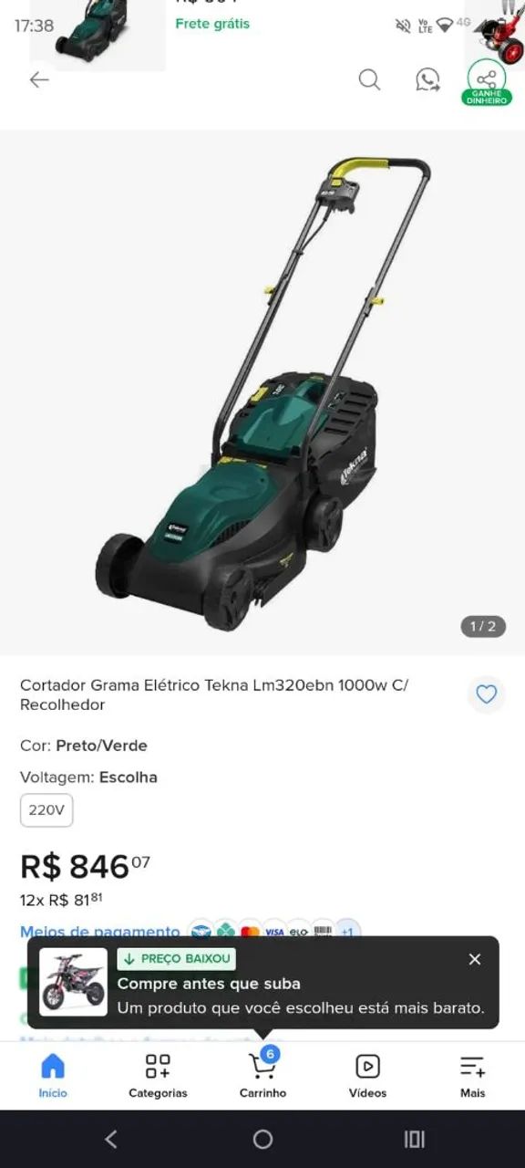 Cortador de grama elétrico 