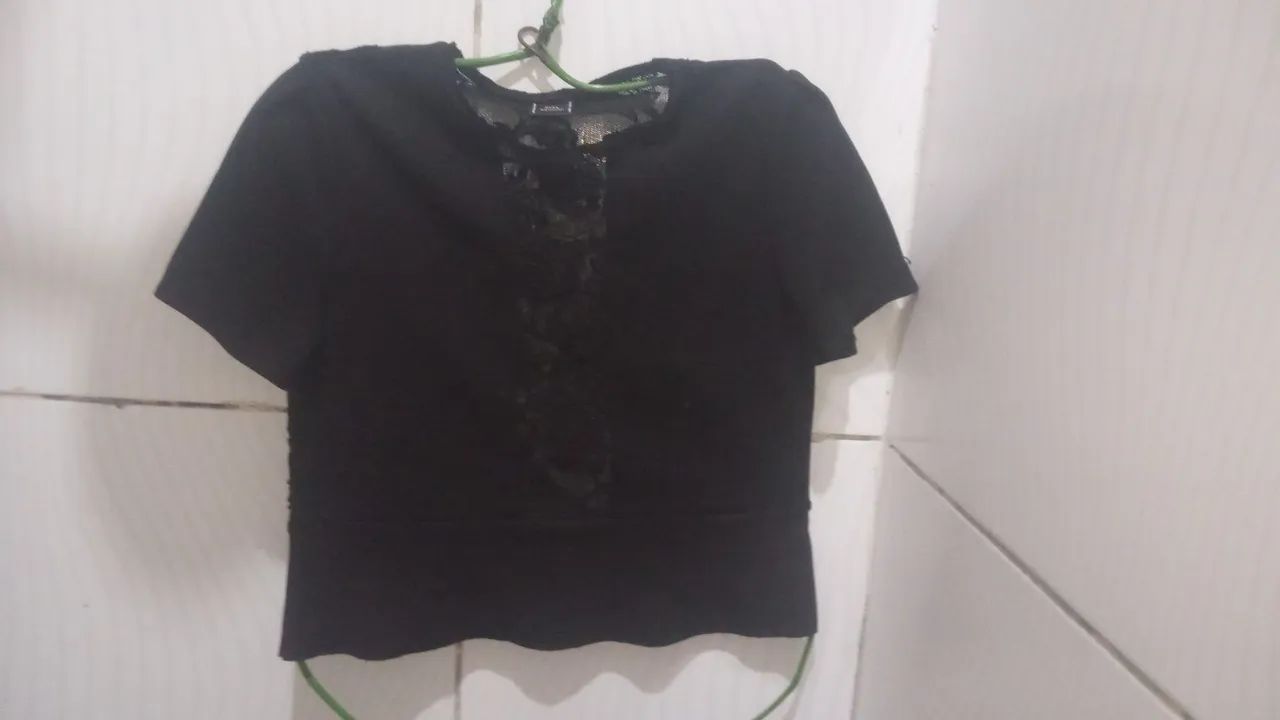 Blusa Cropped ZARA Preta Feminina M  - Foto 2