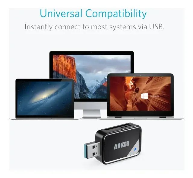 Leitor De Cartão Sd Anker 2 Em 1 Usb 3.0 Sdxc Sdhc Sd Mmc - Foto 4