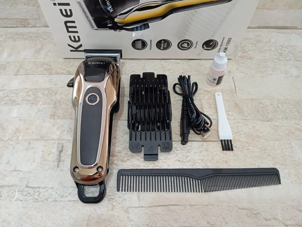 Maquina Profissional Cabelo e Barba Kemei Sem Fio - Foto 3